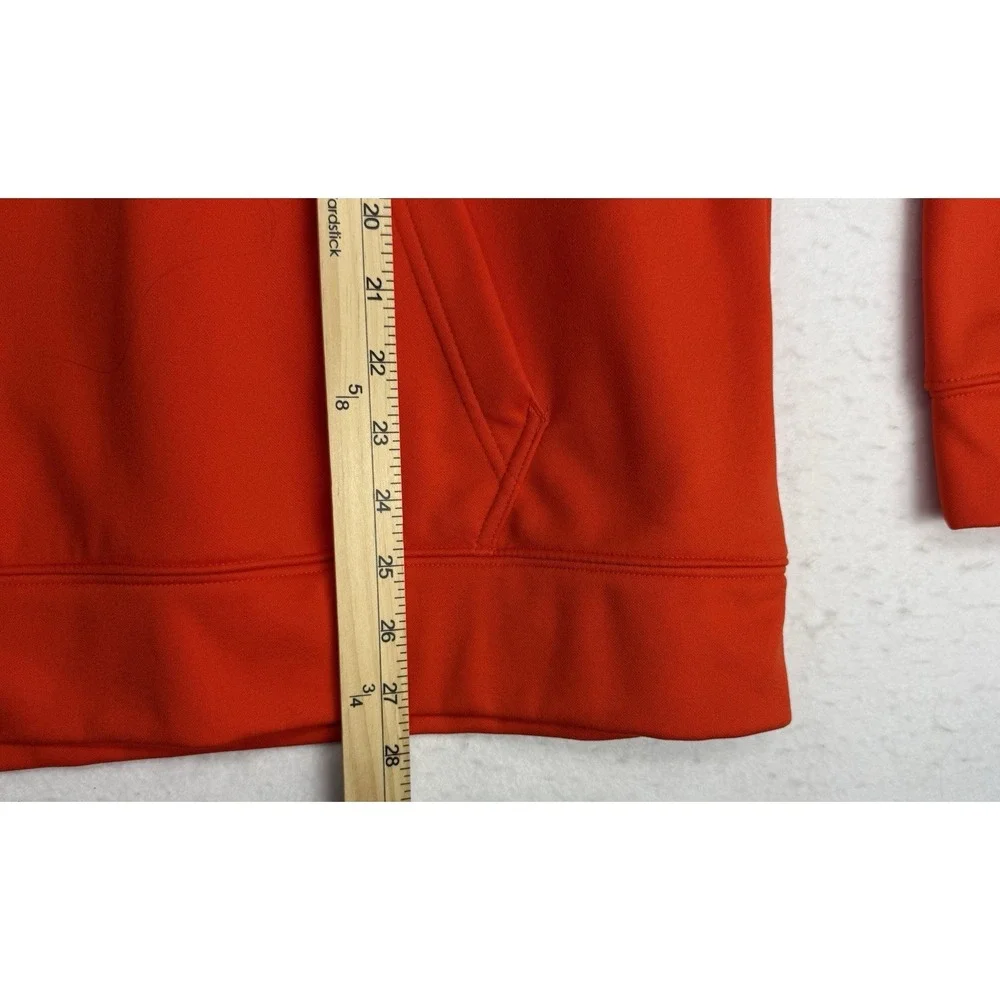 The North Face Men's Orange Pullover Hoodie Logo Graphic Print Pockets L